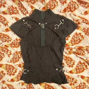 Rare Lip Service Pinstripe Bondage Top